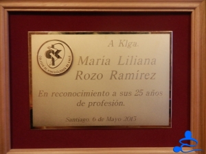 Reconocimiento 25 Años, Liliana Rozo Chile 2013