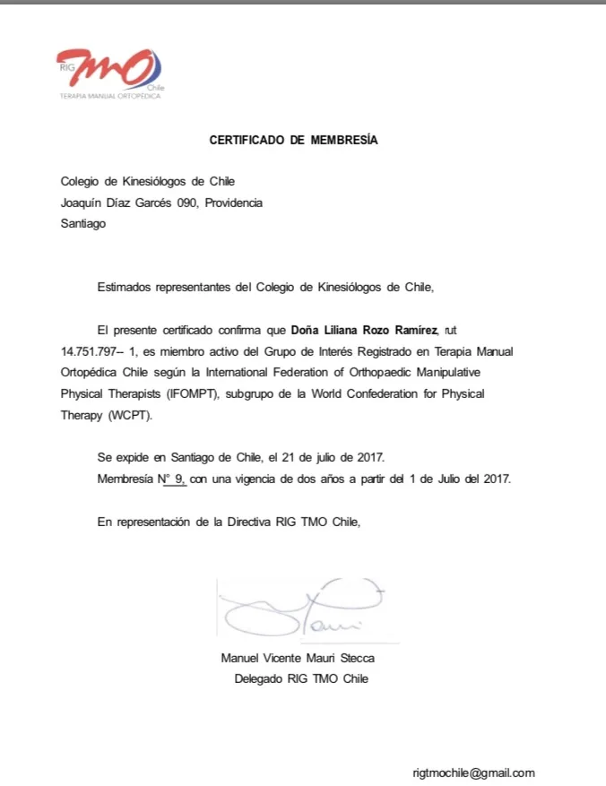 Miembro activo del RIG chile - registro n°9
